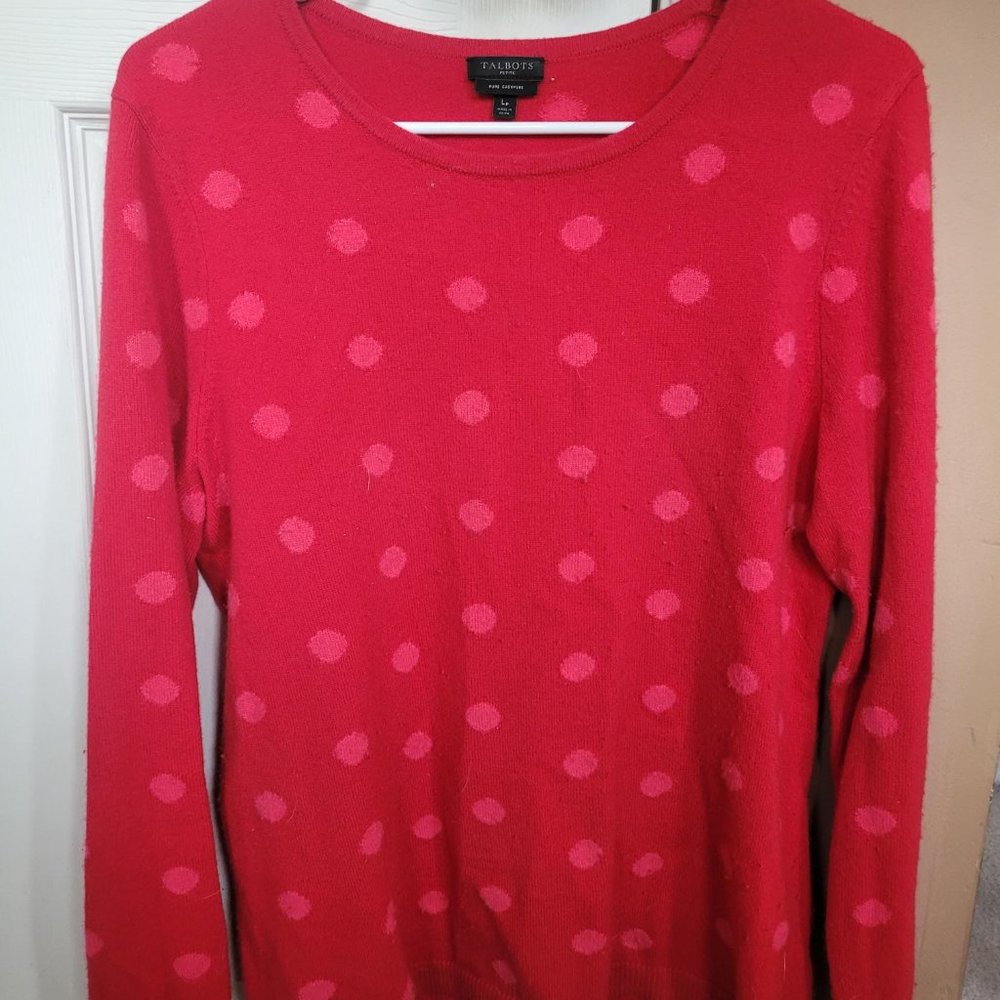 Talbots  Petite  Pure Cashmere Red and Pink Sweater